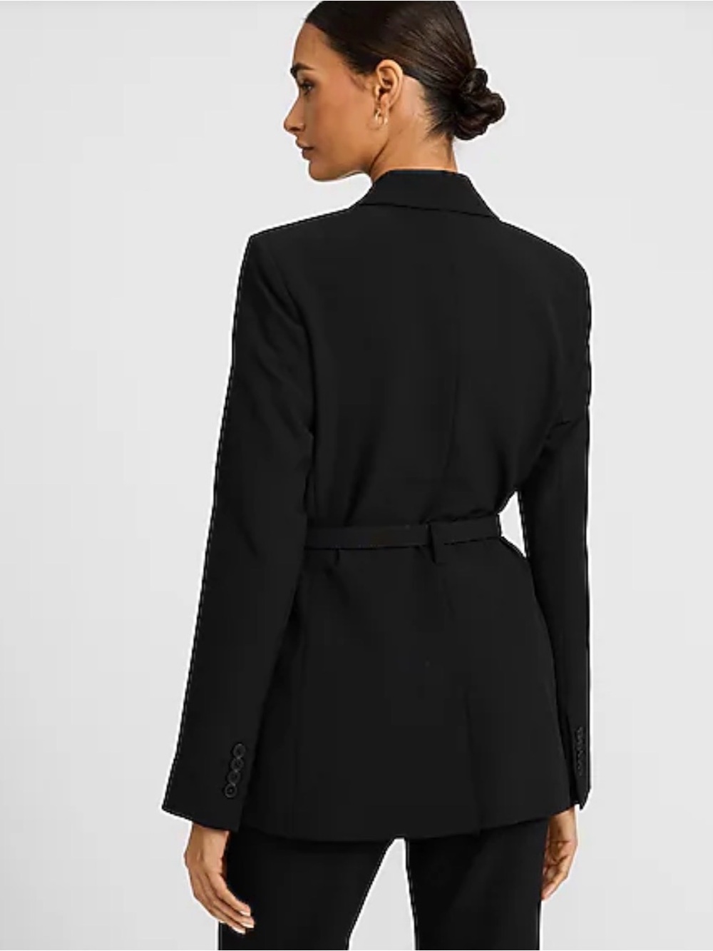 Express Black Belted Tailored Blazer Jacket - Women - Picture 3 of 3